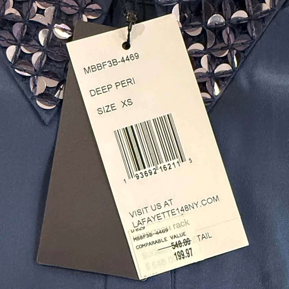 Lafayette 148 New York Midnight Blue Sequin Top - Picture 4 of 6